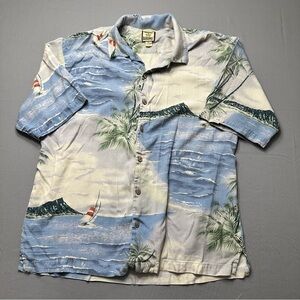 Tommy Bahama Blue and Cream Scenic Men's Shirt